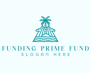 Tropical Island Palm Tree logo design