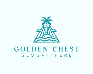 Tropical Island Palm Tree logo design