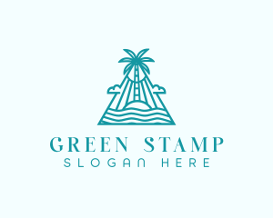 Tropical Island Palm Tree logo design