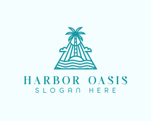 Tropical Island Palm Tree logo design