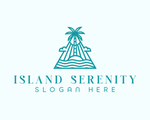 Tropical Island Palm Tree logo design