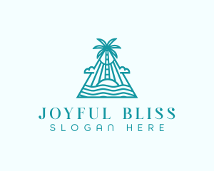 Tropical Island Palm Tree logo design