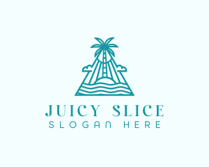 Tropical Island Palm Tree logo design