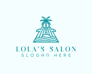 Tropical Island Palm Tree logo design