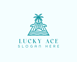 Tropical Island Palm Tree logo design