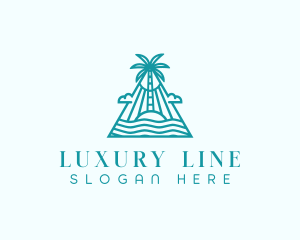 Tropical Island Palm Tree logo design