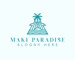 Tropical Island Palm Tree logo design