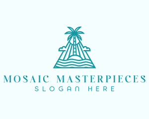 Tropical Island Palm Tree logo design