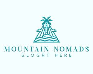 Tropical Island Palm Tree logo design