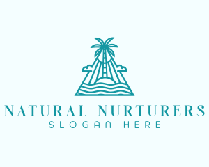 Tropical Island Palm Tree logo design