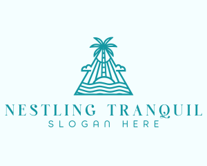 Tropical Island Palm Tree logo design