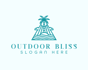 Tropical Island Palm Tree logo design