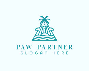 Tropical Island Palm Tree logo design