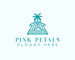 Tropical Island Palm Tree logo design