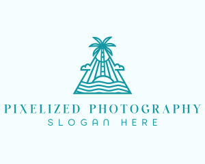 Tropical Island Palm Tree logo design