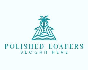 Tropical Island Palm Tree logo design