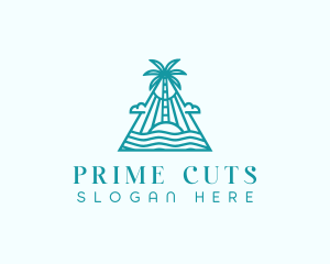 Tropical Island Palm Tree logo design