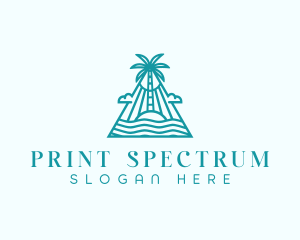 Tropical Island Palm Tree logo design