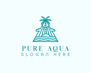 Tropical Island Palm Tree logo design