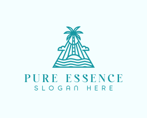 Tropical Island Palm Tree logo design