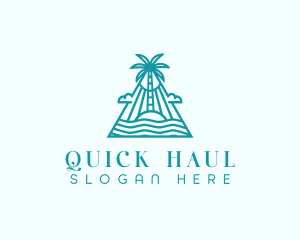 Tropical Island Palm Tree logo design