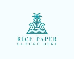 Tropical Island Palm Tree logo design