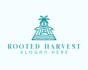 Tropical Island Palm Tree logo design