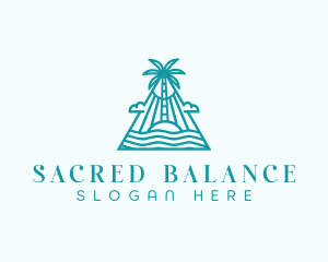 Tropical Island Palm Tree logo design