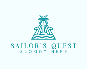 Tropical Island Palm Tree logo design