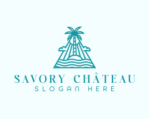 Tropical Island Palm Tree logo design