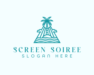 Tropical Island Palm Tree logo design