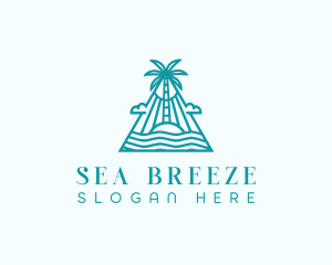 Tropical Island Palm Tree logo design