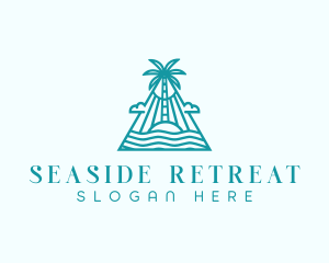 Tropical Island Palm Tree logo design