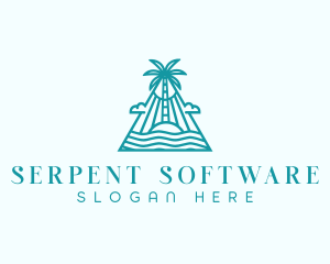 Tropical Island Palm Tree logo design