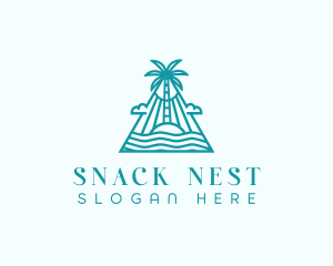 Tropical Island Palm Tree logo design