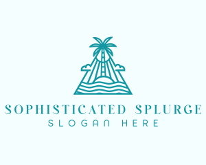 Tropical Island Palm Tree logo design