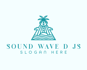 Tropical Island Palm Tree logo design