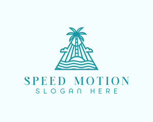 Tropical Island Palm Tree logo design