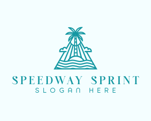 Tropical Island Palm Tree logo design