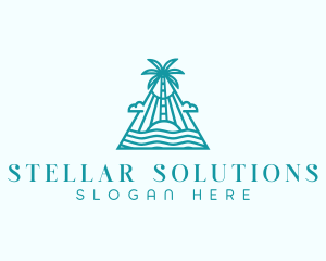 Tropical Island Palm Tree logo design