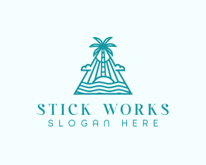 Tropical Island Palm Tree logo design