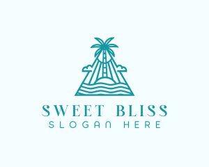 Tropical Island Palm Tree logo design