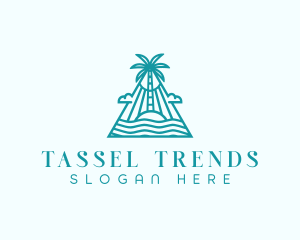 Tropical Island Palm Tree logo design