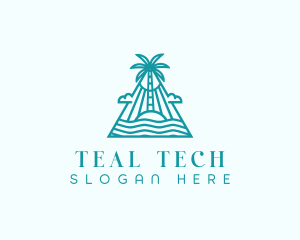 Tropical Island Palm Tree logo design