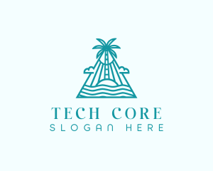 Tropical Island Palm Tree logo design