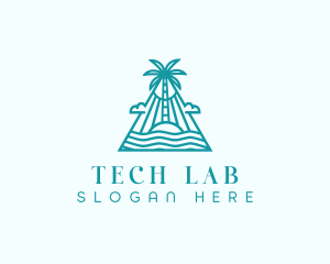 Tropical Island Palm Tree logo design