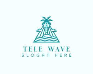 Tropical Island Palm Tree logo design