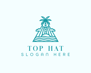 Tropical Island Palm Tree logo design