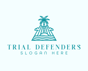 Tropical Island Palm Tree logo design