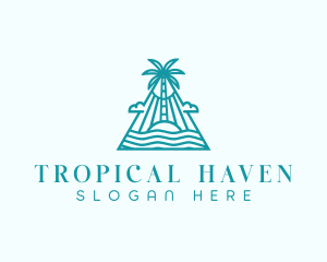 Tropical Island Palm Tree logo design